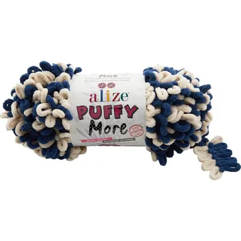 Příze Alize příze Puffy More 6628 tmavě modrá a smetanová