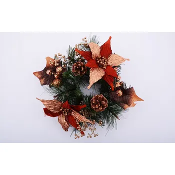 Vánoční dekorace HW LOGISTIC s.r.o. Věnec VÁNOČNÍ ZDOBENÝ červený 28 cm 1