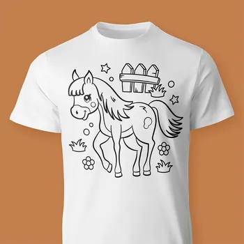 Koník Omalovánkové dětské tričko Velikost: 122 cm / 6 let