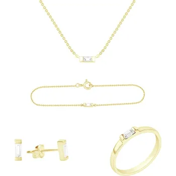 Souprava šperků Zlatá sada s bílými baguette safíry Chanelle