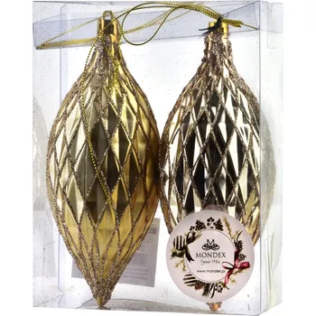 Vánoční dekorace Sada 2 ks vánočních ozdob Mitra zlatá