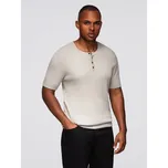 Ombre Men's knitted t-shirt with buttons at the neckline - light grey Ombre světle modrá | krémová 3356566