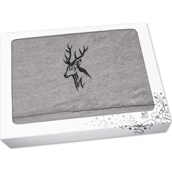 Dárkový potravinový koš Dárkové balení ručníku pro myslivce Hlava jelena šedá