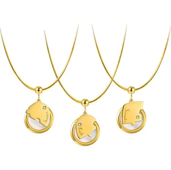 Náhrdelník JAY Náhrdelníky pro tři nejlepší kamarádky – Girlfriend Puzzle se srdcem JAY-0197-ZS61238 Zlatá 45 cm