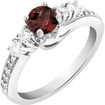 Prsten Romantický stříbrný prsten s granátem a zirkony Tereza