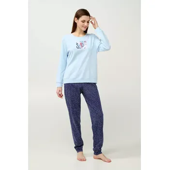 Dámské pyžamo Vamp - Dámské zimní bavlněné pyžamo s manžetami velikost L