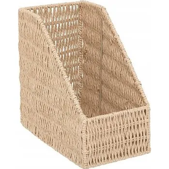 Úložný box BÉŽOVÝ KOŠÍK NA DOKUMENTY, ORGANIZÉR, PLETENÝ VZHLED, 26x15,5x27 CM