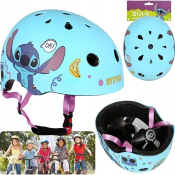 Cyklistická přilba DISNEY Stitch Modrá cyklistická helma pro děti, lehká, nastavitelná 52-56 cm