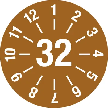 Samolepící etiketa Kontrolní štítek 32, barva hnědá, fólie, samolepicí, 25 mm, BJ = 5 x 15 kusů