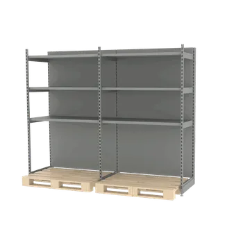 Dílenský regál Zesílený obchodní regál pro paletu MAGO H-210 cm L-253 cm G-68 cm – světle šedý