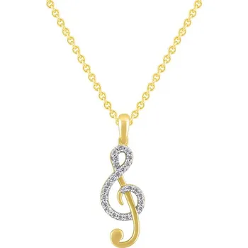 Přívěsek Zlatý přívěsek s lab-grown diamantem ve tvaru houslového klíče Loena