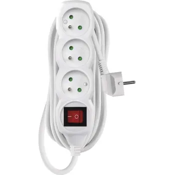 Prodlužovací kabel EMOS Prodlužovací kabel 7 m / 3 zásuvky / s vypínačem / bílý / PVC / 1 mm2