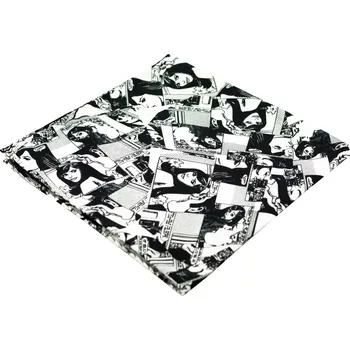 Látkový kapesník Černobílý pánský kapesníček s komiksovým motivem