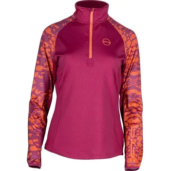 GTS 215032L dámské sportovní triko s dlouhým rukávem, 1/2 zip, Berry 3XL