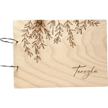 Fotoalbum Dětské dřevěné fotoalbum - Lístky Vyber typ vazby: Dva doplňovací kroužky (sříbrné), Barva vnitřních papírů: Grafitová