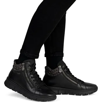 Dámské sandále Dámské černé kotníčkové boty s leopardím vzorem Rieker N1305-00 Velikost: 41