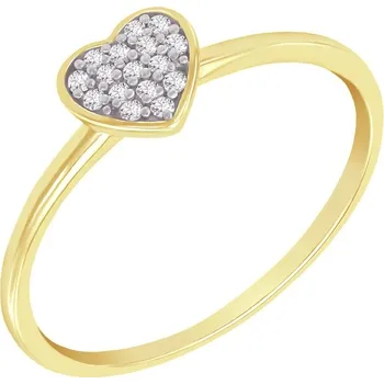 Prsten Stříbrný prsten ve tvaru srdce plný lab-grown diamantů Ubline