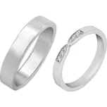 Dámský prsten s lab-grown diamanty a plochý pánský prsten Hvala