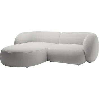 Pohovka Micadoni Světle šedá sametová rohová pohovka Kate 255 cm, levá