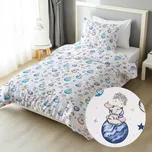 Dětské bavlněné ložní povlečení Sandra SA-644 Malý modrý princ na bílém Jednolůžko 140x200 a 70x90 cm