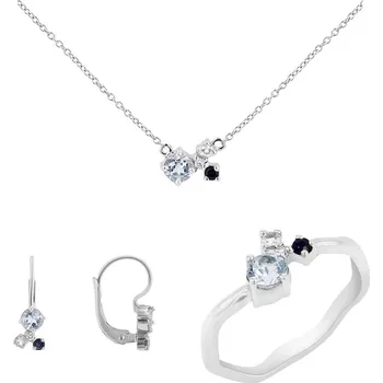 Souprava šperků Sada šperků s akvamaríny, safíry, měsíčními kameny a diamanty Halli