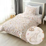 Dětské bavlněné ložní povlečení Sandra SA-692 Slon a jeho kamarádi na světle šedobéžovém Jednolůžko 140x200 a 70x90 cm