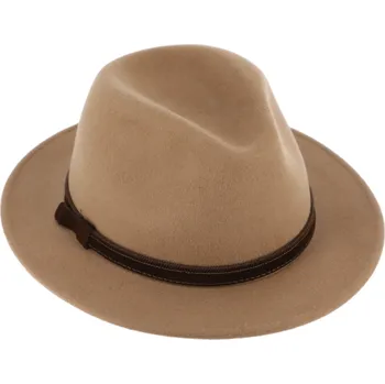 Klobouk Fiebig - Headwear since 1903 Cestovní béžový voděodolný klobouk vlněný od Fiebig s menší krempou a ušní klapky Velikost: 61 cm (XL)