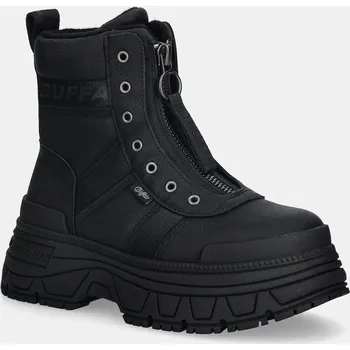 Dámské kozačky Nízké kozačky Buffalo Fusion Front Zip dámské, černá barva, na platformě, zateplené, 1270130-BLK 99X, EUR 40