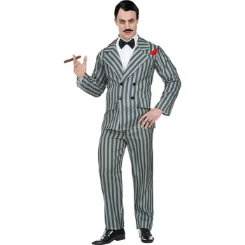 Karnevalový kostým Pánský pruhovaný oblek Mafián/pan Addams Velikost: XL