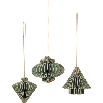 Vánoční dekorace Závěsná vánoční dekorace Madam Stoltz 4 cm 3-pack zelená barva MS2311.16B 77X