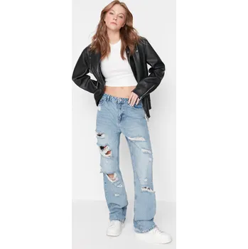 Dámské džíny Trendyol Ripped Trendyol šedá 2011798