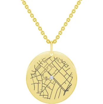 Přívěsek Zlatý disk s diamantem a mapou dle vašeho výběru Abhay