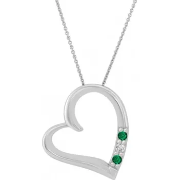 Přívěsek Stříbrný přívěsek srdce se smaragdy a diamantem Tanish