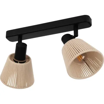 Eglo 44139 SEAGARD - Bodové svítidlo v kombinaci černého kovu a krémového textilu, 2 x E14 (Stropní bodové svítidlo s textilními stínidly)