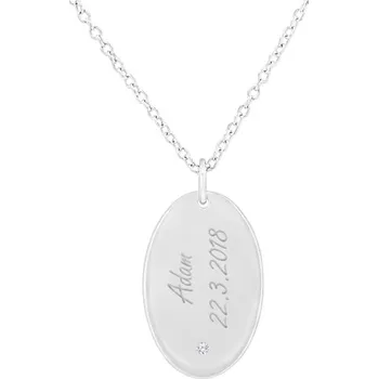 Přívěsek Platinový oválný přívěsek s diamantem a gravírem Velma