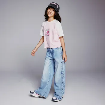 Dívčí džíny Reserved - Wide leg džíny s cvočky - modrá - 771FF-50J - 771FF-50J-158