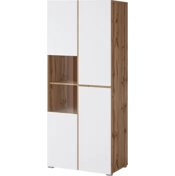 police Vitrína BONIFACIO 3D, dub wotan/bílá + vyzvednutí ZDARMA