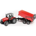 Bruder Traktor MASSEY FERGUSON se sklopným vozem červený