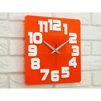 Hodiny ModernClock Logic 30 cm bílé/oranžové