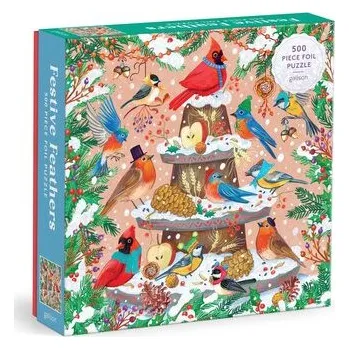 Puzzle Metalické čtvercové puzzle Sváteční ptactvo 500 dílků GALISON