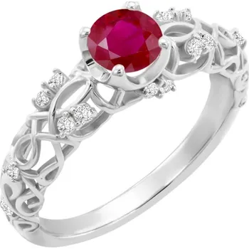 Prsten Vintage zásnubní prsten s rubínem a diamanty Chantal