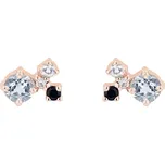 Cluster náušnice s akvamarínem, safírem, měsíčním kamenem a diamantem Kerrie