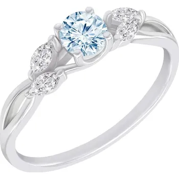 Prsten Zásnubní prsten s akvamarínem a moissanity Halym