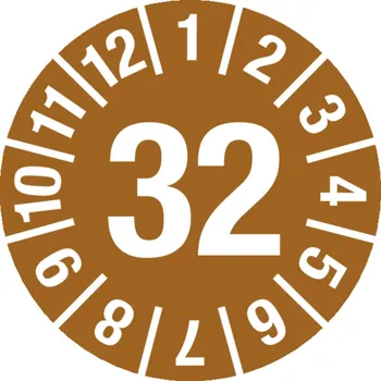 Samolepící etiketa Kontrolní štítek 32, barva hnědá, fólie samolepicí, 15 mm, BJ = 1 x 60 kusů