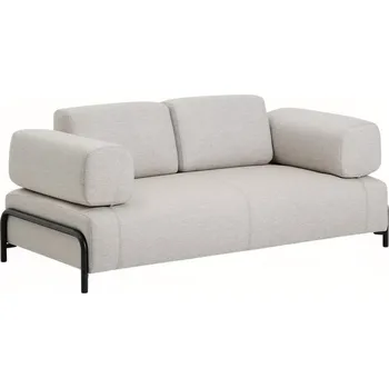 Pohovka Kave Home Béžovošedá dvoumístná pohovka Compo 200 cm s polštáři