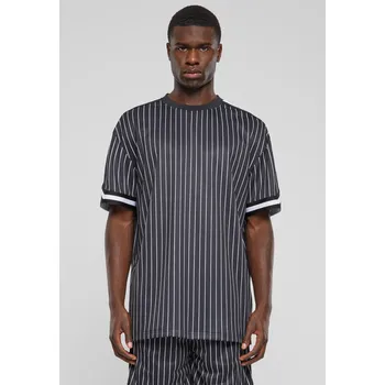 Pánské tričko Pánské tričko Oversized Striped Mesh Tee - černo/bílé Urban Classics šedá 2711178