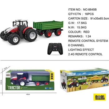 RC model auta Ramiz Červený R/C traktor se zeleným přívěsem