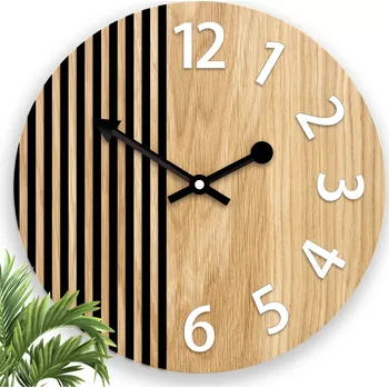 Hodiny Dřevěné nástěnné hodiny Londyn 33 cm bílé/černé