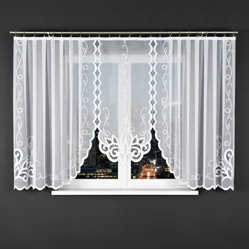 Záclona Dekorační krátká vzorovaná záclona na žabky EWELINA 160 bílá 400x160 cm MyBestHome