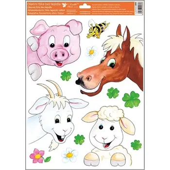 Okenní dekorace Velká okenní fólie vykukující zvířátka 30 x 42 cm prasátko